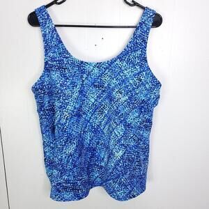 LL Bean Swim Top Womens 18 Tankini UPF 50 Modest Padded Cups Vibrant Print